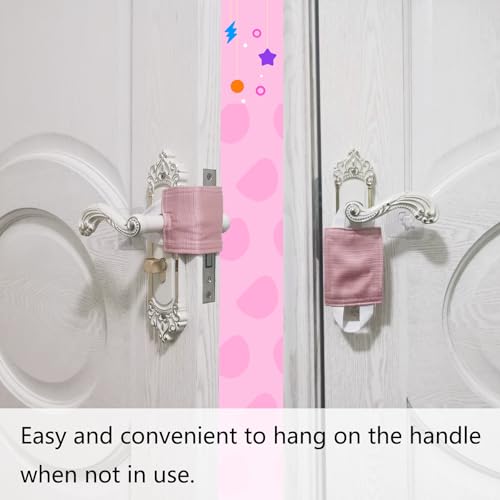 Image of Baby Proof Door Silencer & Cloth Latch Cover, Quiet Close Anti-Slam Pads to Prevent Slamming and Accidental Locking, for Nursery and Toddler Safety (3, Pink, 4.1 * 3.1 inches)