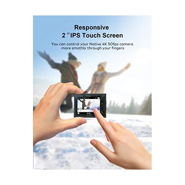 Touch Action Cam 4K 50FPS, Wifi Touchscreen Actionkamera, Wasserdicht 40M Unterwasserkamera, EIS Anti-Shake Sport… – Bild 4