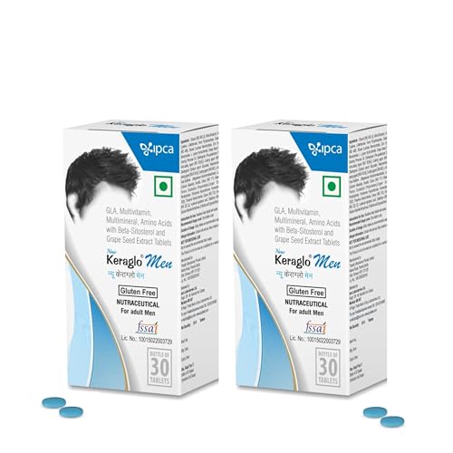 Image of New Keraglo Men Hair Growth Tablets (30 Tabs) Pack 2 - Revolutionary Gender Based Formulae Enriched with Potent DHT Inhibitors, Hair Specific Amino Acids, Powerful Anti-oxidants, Essential Vitamins, Vital Minerals & Natural Extracts - Nourishes Scalp, Supports Follicles & Strengthens Strands - Hair Supplements