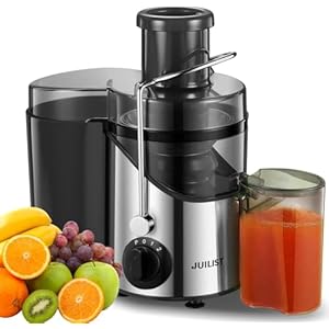 Juilist Juicer Machines, Centrifugal Juicers Whole Fruit and Vegetable with 3 Speed Setting, Big Mouth Large 65MM Feed Chute Juice Extractor Machine, Easy to Clean, Stainless Steel, BPA Free, (silver)