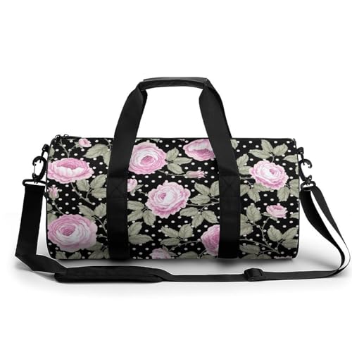 Sac de sport gym fleur à pois aux finitions soignées pour voyage chic
