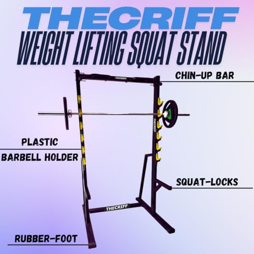 Image of Squat Rack with Pull Up Bar - Heavy Duty Power Rack for Home Gym & Commercial Powder Coating Black Maat 500 Kgs Weight Capacity 4x2 Pipe Structure