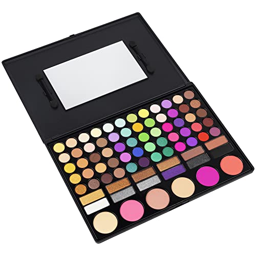 LaRoc 78 Shade Eyeshadow Palette - High Pigment Makeup Palette with Nude Eyeshadow, Powder Blush, Matte & Shimmer Shades - Gold to Black Eye Shadows, Applicators & Make Up Mirror - Image 4