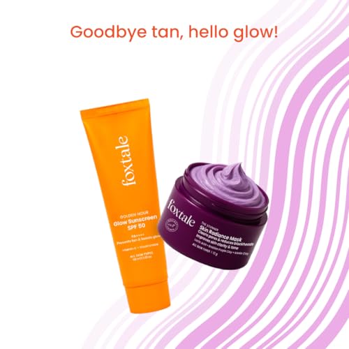 Image of Foxtale De-tan and Shield Duo | Skin Radiance Mask 12g + Glow Sunscreen SPF 50 PA++++ 30ml | Removes tan & blackheads + Brightens | Brightens & protects skin with Vitamin C & Niacinamide
