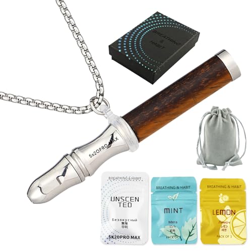 Henjunu Collar de Respiración, con 3 Filtros, Collar de Silbato para Hombre Mujer para Ejercicios de Respiración,Meditación,Mujeres,Hombres