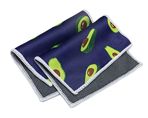 MW Pro Quick Cloth – 2 Pack with Case | Microfiber Cloth for Eyeglasses, Phones, Tablets, Lenses | Double Sided Ultrafine Microfiber (Avocado)