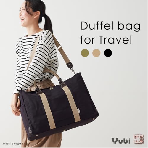 Yubi HANPU KOUBOU Duffel Bag for Travel Travel Bag for Men Women Canvas Duffel Bag Weekend Gym Bag Medium Size 3X84 (Black)3