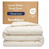 Brooklinen Luxury Sateen Duvet Cover - 100% Cotton, Full/Queen Size in Cream with Extra-Long Corner Ties and Button Closure - Best Full/Queen Duvet Covers