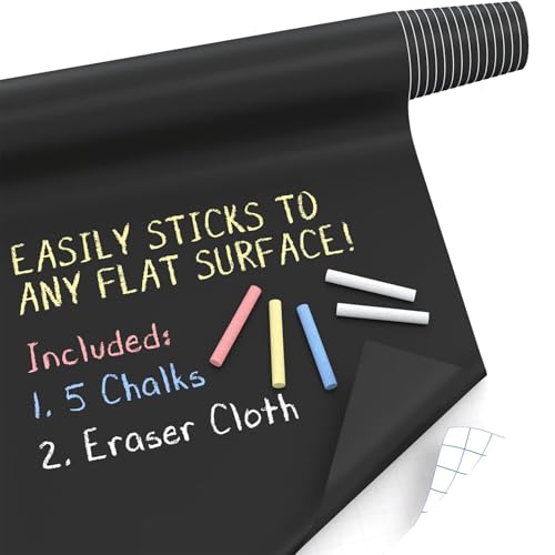 Adhesivo De Pizarra Negro Grande - Adhesivo De Pizarra Para Pared | Etiqueta Autoadhesiva De Pared De Tiza De 5 Uds, Pegatina De Película De Garabato Para Niños Borrable Y Grabable Para Exhibición En