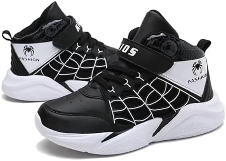 RIMICK Big_Kids High Top Tennis Shoes Running Sneakers for Boys Girls Lightweight Cartoon Black Size 3 US | Image 2