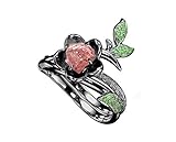 Raw rose quartz engagement ring set by Majade. Rough rose quartz wedding ring set, unique emerald wedding band set. Handmade 14k gold bridal 2 in 1 ring set. Nature inspired flower matching ring set