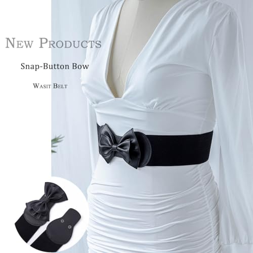CanB Bow Leather Belts Elastic Wide Waist Belt Stretch Plus Size Belts Women's Waistband for Dress Waist Jewelry2