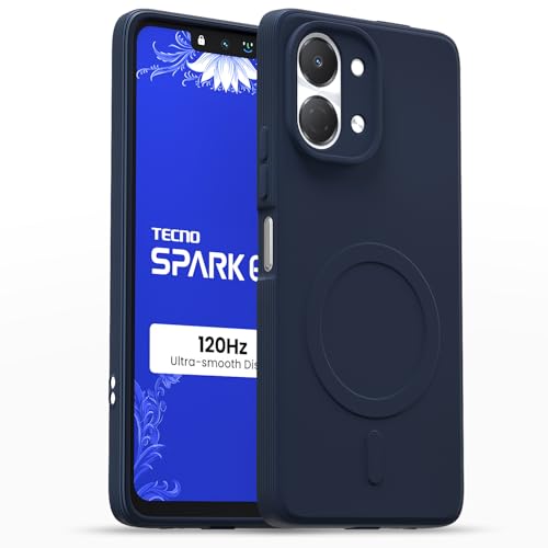 Image of Pikkme Back Cover for Tecno Spark Go 3 Soft Matte Silicone Mag-Safe Design (Mag-Safe Not Support) Camera Protection | Slim Fit Bumper Cover (Blue)