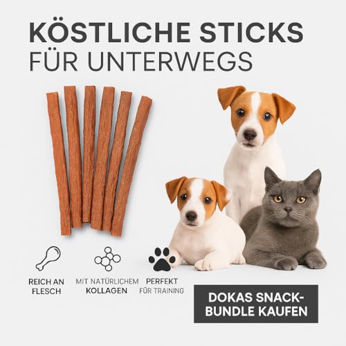 Dokas Dog Snack Sticks 3 x 60g Bundle | Hühnerbrust & Hühnerherz | Entenbrust, Entenherz & Entenleber | Hühnerbrust & Rinderleber | Getreidefrei, mit natürlichem Kollagen | Gelenkunterstützend