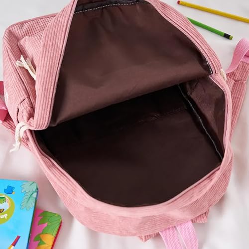 Personalized Corduroy Backpack - Custom Name, Lightweight, Durable, Side Pockets (11×15.7×4.7 in) (Optional)3