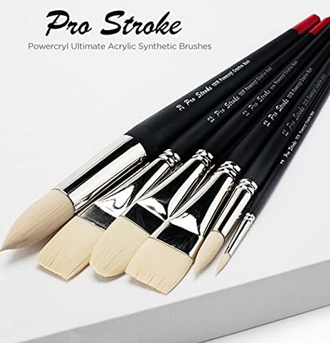 Creative Mark Artist Paint Brush Set - Powercryl Long Handle Paint Brushes - Assorted Sizes - Try Me Pack - 5 Pieces