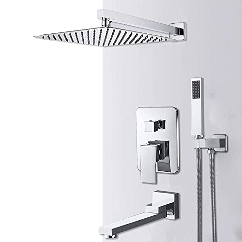Système de douche encastré chrome anti-calcaire avec mitigeur de baignoire - 2