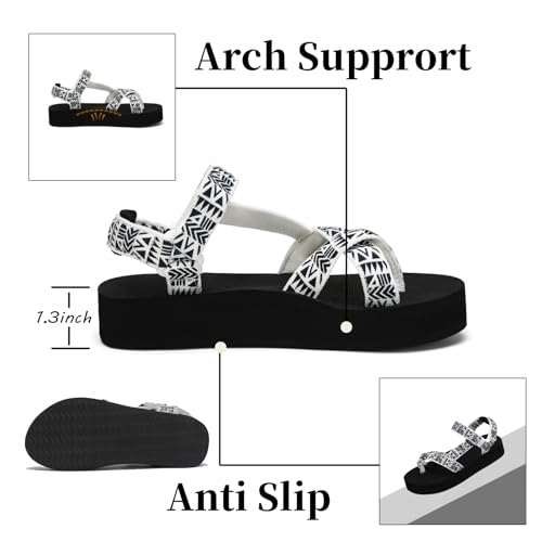 Image of Sport Walking Water Sandals for Women with Arch Support & Adjustable Straps Platform Sandals Women Height Increase