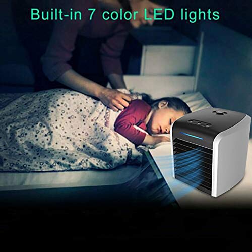 Image of Portable Air Conditioners - Portable Air Conditioner Effective Cooling Low Noise USB Charge Air Conditioner Fan with 3 Speeds 7 Colors for Office and Room