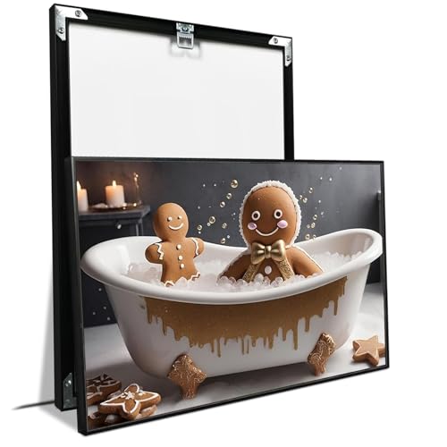 Christmas canvas wall decor fun bathroom bathtub two brown gingerbread