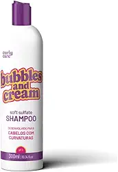 Curly Care Shampoo Bubbles and Cream, Sulfato Suave, 300ml, Groselha Negra e Manteiga de Coco, para Cabelos Cacheados Crespos e Ondulados, Roxo e Branco