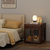 VOWNER Hundekäfig Möbel Indoor, 3 Türen Holz Hundebox mit Schublade, Moderne Hundehütte als Beistelltisch, 60 x 80 x 69 cm für kleine/mittelgroße Hunde Zuhause unter 30 kg, Walnussbraun