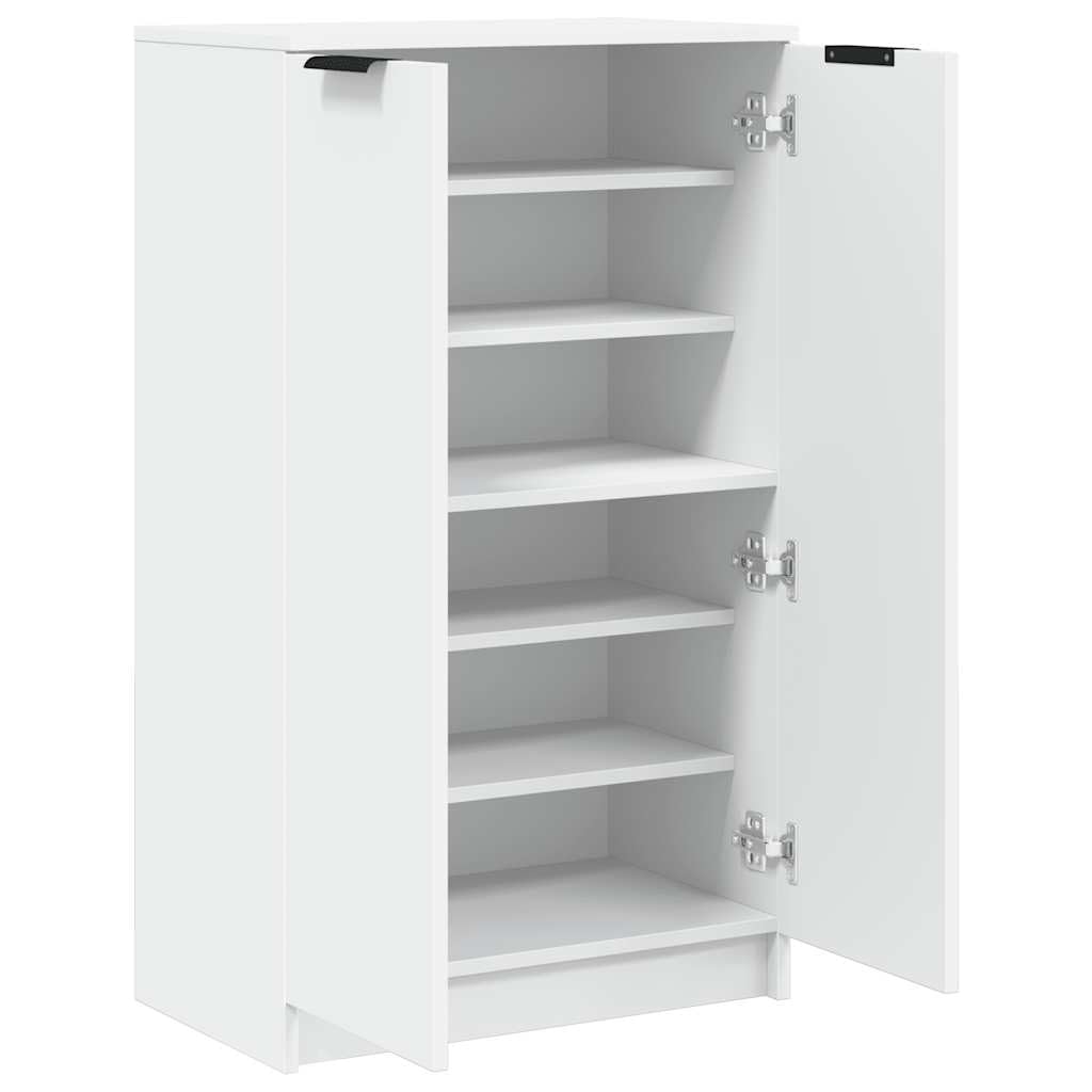 vidaXL Mueble Zapatero Armario Estantería Pasillo con Puertas Organizador Pared Adornos Jarrones Decoración de Madera Contrachapada Blanco