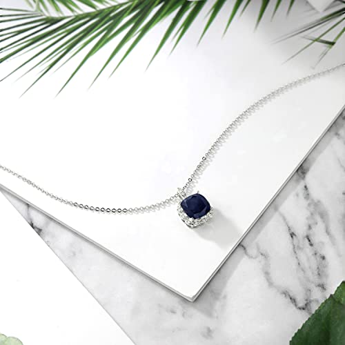 Gem Stone King 3-5 Cttw Gemstone Birthstone Halo Pendant Necklace for Women | 925 Sterling Silver | 10MM Cushion | With 18 Inch Silver Chain | Fine Jewelry Gifts for Her Mom Women Wife4