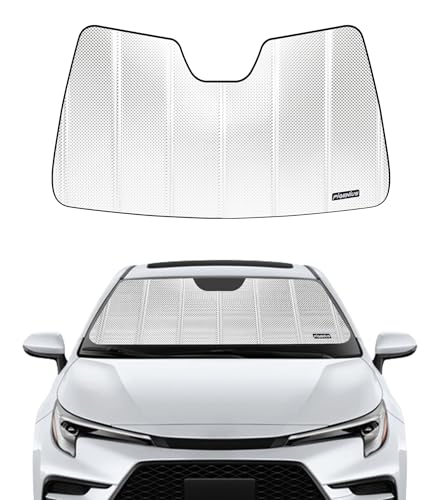 Pigenius Windshield Sun Shade for Toyota Corolla Hatchback 2019-2025, Corolla Sedan 2020-2025. Reflective Aluminum Film Front Window Sunshade - BLAZBLOCK