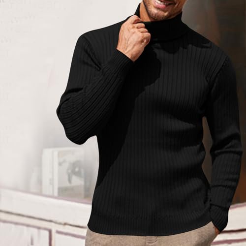 Mens Slim Fit Turtleneck Sweater Casual Soild Knitted Warm Pullover Tops Fashion Twist Winter Base Layer Knitwear2