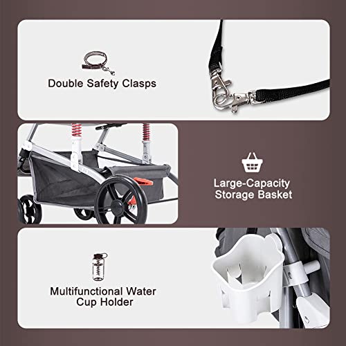 SPRICHIC Lightweight Foldable Pet Stroller - 4 Wheels Travel Folding Carrier for Small Dog & Cat, Cat Dog Stroller with… - Image 6