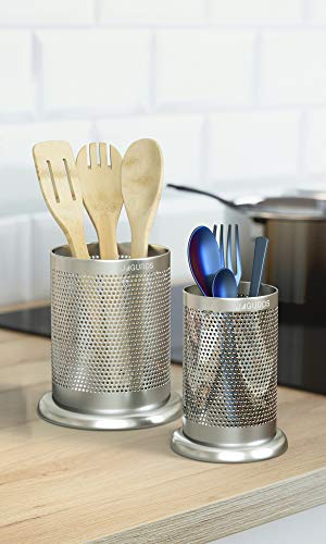 Stainless Steel Kitchen Utensil Holder for Counter - Small Spoon and Large Cooking Utensil Organizer - Crock Caddy Spatula Holder for Countertop - Thumbnail 6