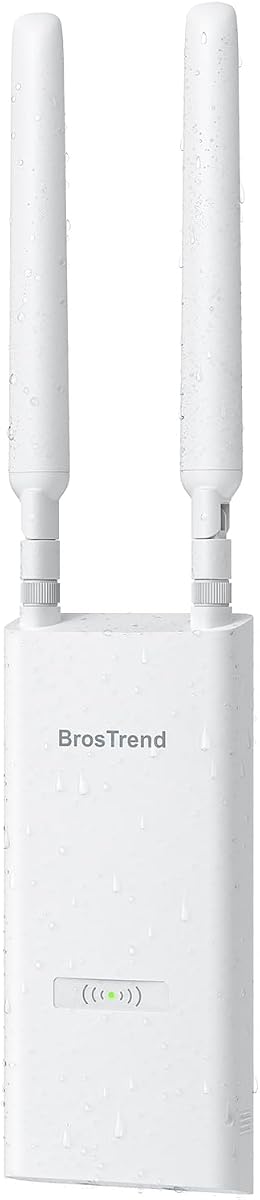 BrosTrend AC1200 Punto de acceso WiFi para exteriores Gigabit de largo alcance, alimentación PoE | Punto de acceso inalámbrico IP65 resistente a la intemperie de doble banda 5GHz 2,4GHz, con inyector PoE pasivo, WAP para patio, granja, granero y cámara IP