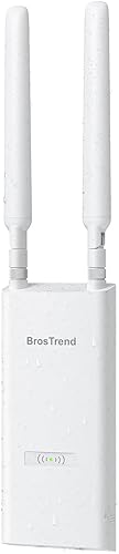 BrosTrend Punto de acceso AC1200 para exteriores de largo alcance, punto de acceso WiFi Gigabit resistente a la intemperie IP65, doble banda 5 GHz +