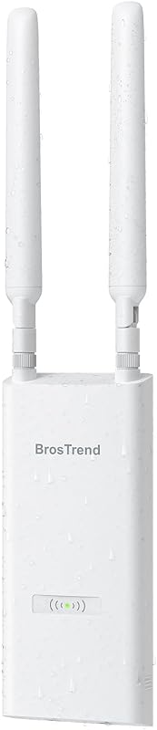 BrosTrend AC1200 Punto de acceso WiFi para exteriores Gigabit de largo alcance, alimentación PoE | Punto de acceso inalámbrico IP65 resistente a la intemperie de doble banda 5GHz 2,4GHz, con inyector PoE pasivo, WAP para patio, granja, granero y cámara IP