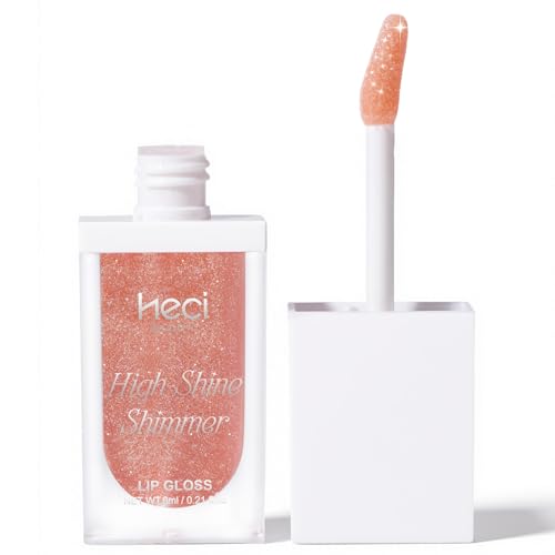 MAKEUP Glitter Lip Gloss –Nourishing and Hydrating with High-Shine Glimmer Finish & Sheer Wash Of Color, Chocolate Scent, Non-Sticky, Vegan & Cruelty-free, Crystal Nude 0.21 fl oz