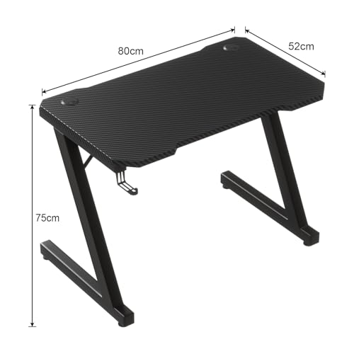 Homall Gaming Desk 80 x 52 cm PC Computer Desk Z Shaped Computer Table PC Gaming Table Gamer Desk for Home Office, Desk with Headphone Hook, Black - Image 4