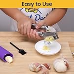 Garlic Press Mincer, 304 Stainless Steel Garlic Press with Garlic Peeler Tube, Heavy Duty Metal Ginger Press, Silver - Image 5