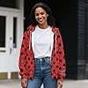 Beauty Collector Ladybird Flower Black Dots Zip Up Hoodie for Women Long Sleeve Sweatshirts Novelty Hooded Jacket #1