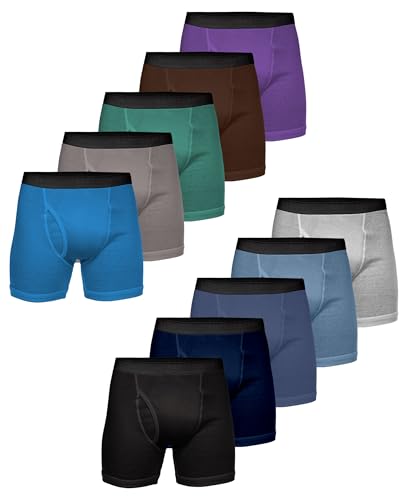 Andrew Scott Big & Tall Men's Cotton Boxer Briefs | Multi Packs Colors Underwear Sizes S to 8XL