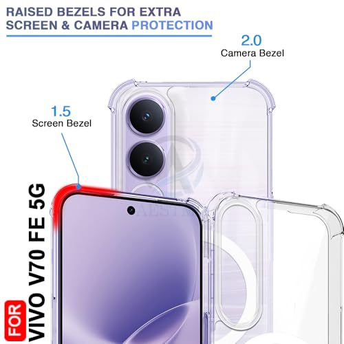 Image of AESTMO Clear Back Cover for Vivo V70 FE 5G | 360 Protection | Transparent Back Cover for Vivo V70 FE 5G (PC + TPU, Compatible with MagSafe Accessories, Transparent Bumper)