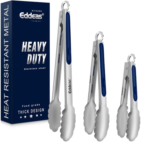 Tongs For Cooking - Heat Resistant 600 Degrees Stainless Steel Kitchen Tong, Heavy Duty Metal Locking Tongs - For Food,Salad, grilling, BBQ 7