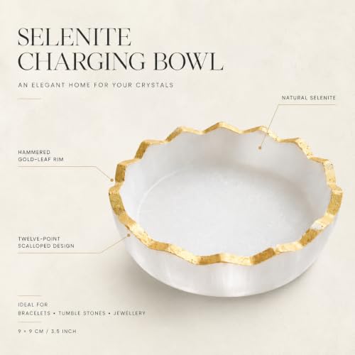 Image of Selenite Charging Bowl 9x9 cm - White Stone Vastu Items for Crystals