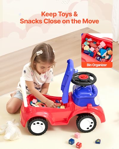 Image of VEVOR Ride On Toddler Push Car, Push Car for Toddler 19 to 36 Months, Kids Ride On Toy with Music & Under-seat Storage, 55 lbs Load Capacity, Foot-to-Floor Walker for Toddlers Boys Girls, Red