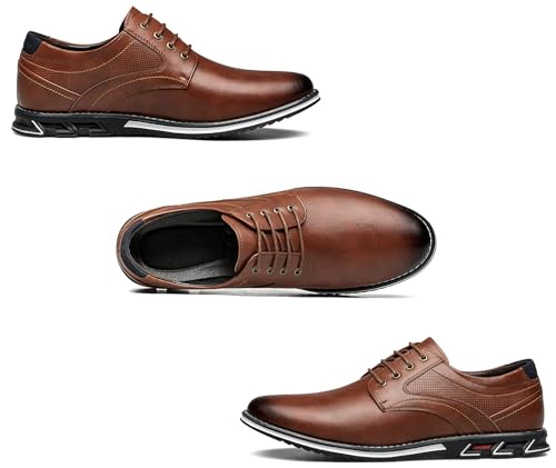 Men's Dress Shoes Wide Width, Comfort Dress Sneakers Men Fashion Business Casual Oxford Shoes Soft Derby Shoe for Working Driving Walking Light Brown, 11 Wide2