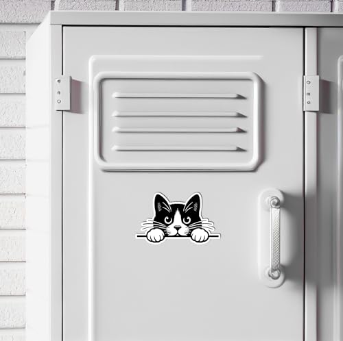 Image of Tuxedo Cat Peeking Magnet for Car, Fridge, Locker, 5 in | Durable, Waterproof, For Car or Home Use, Strong Magnet, Flexible Magnetic Vinyl