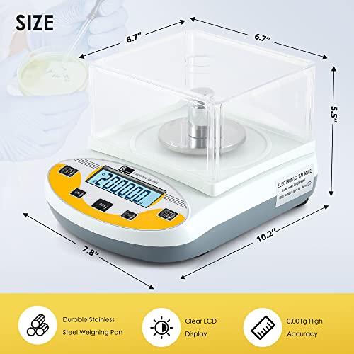 CGOLDENWALL Lab Scale 0.001g Laboratory Analytical Balance Digital