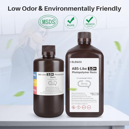 Image of ELEGOO ABS-Like Resin 3.0 Pro, 3D Printer Resin with Low Viscosity and High Precision, 405nm Rapid UV-Curing Photopolymer Resin, 3D Resin for LCD /DLP 3D Printing, White 1000G