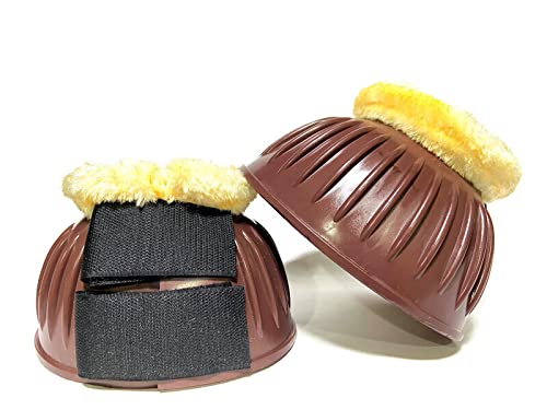 Equipride OVERREACH BOOTS BELL BOOTS MADE HIGH QUALITY RUBBER WITH FAUX FUR LINED XXL-XS (XXL, Brown) — image 1