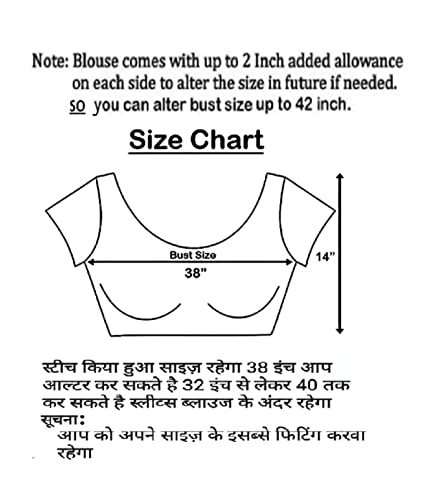 SCUBE DESIGNS Cotton Silk All Over embrodered Round Neck Cutwork Half Sleeves Saree Blouse Readymade Crop Top Choli for Girls & Womens Free Size (503)